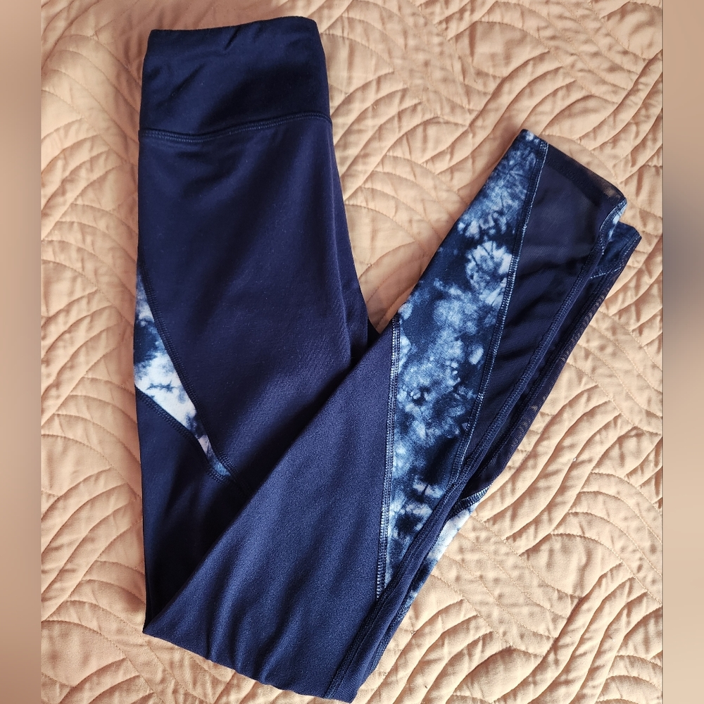 Blue Mesh High-Rise Leggings